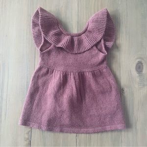 Zara Knitwear Dress Baby Size 6-9M Burgundy Low Back Red Purple Ruffle